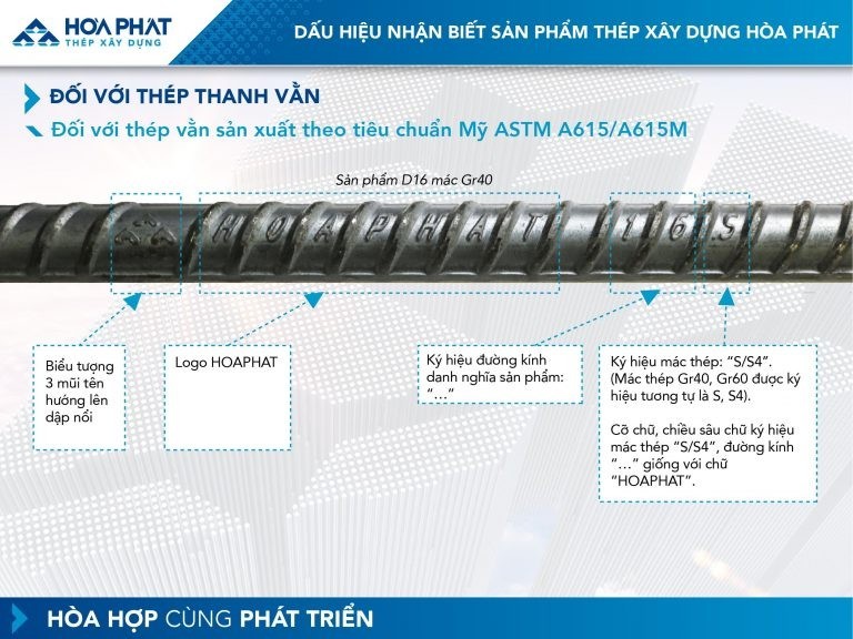 Dấu hiệu nhận biết thép cây Hòa Phát