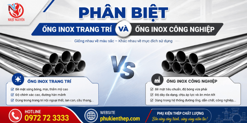 hướng dẫn phân biệt ống inox trang trí và ống inox công nghiệp